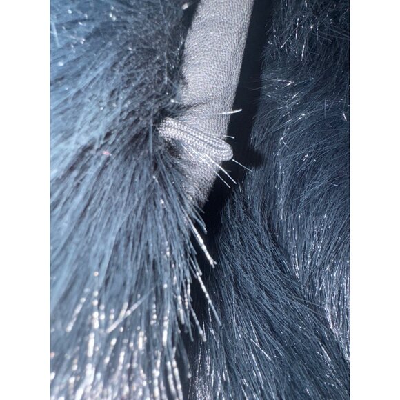 Black Faux Fur Tailored Jacket M Size 6 Lightweight Soft Short Elegant Coat New - Picture 9 of 14